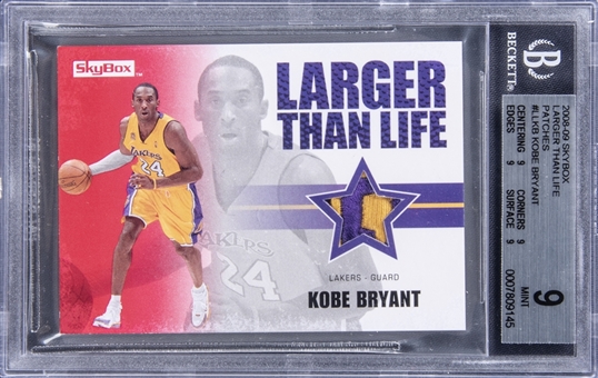 2008-09 SkyBox Larger Than Life Patches #LLKB Kobe Bryant Patch Card (#06/25) - BGS MINT 9